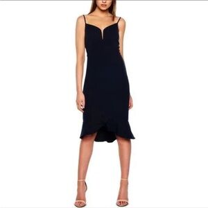 NWT Bardot Women's Kristen Flounce Strappy Classic Midi Dress In Black Size 8